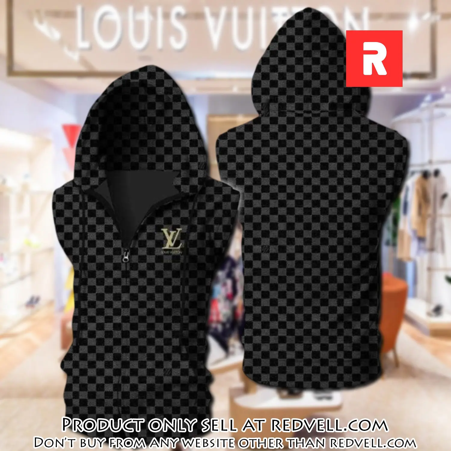 Louis vuitton black unisex sleeveless zip up hoodie luxury for men women szh009 rv4946847